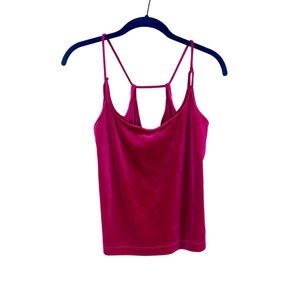 La Belle Raspberry Velvet Spaghetti Strap Draped Tank Top